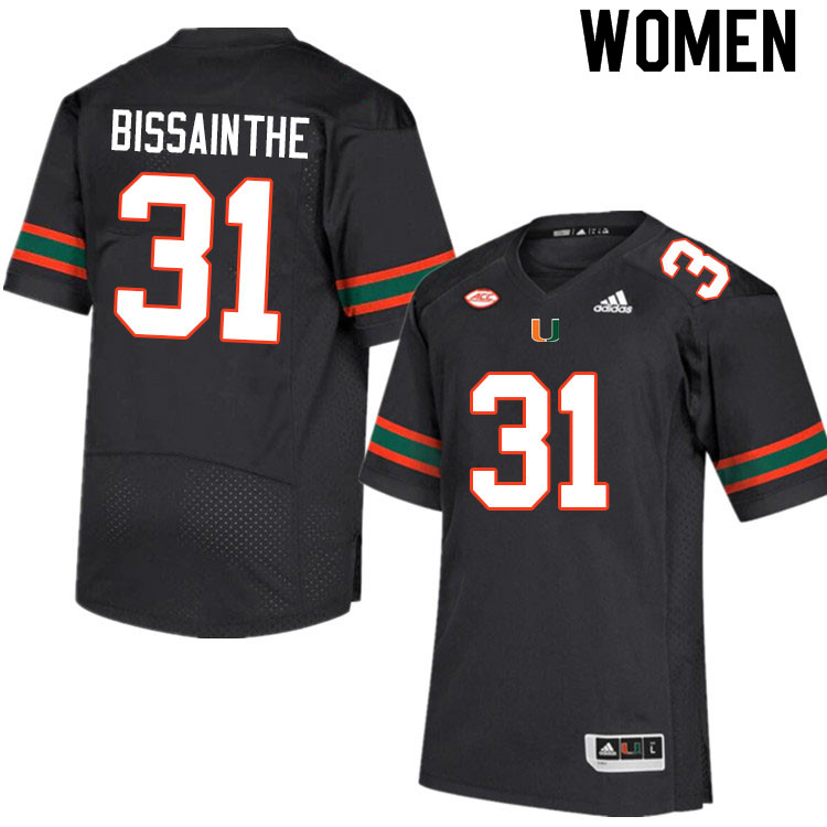 Women #31 Wesley Bissainthe Miami Hurricanes College Football Jerseys Sale-Black - Click Image to Close